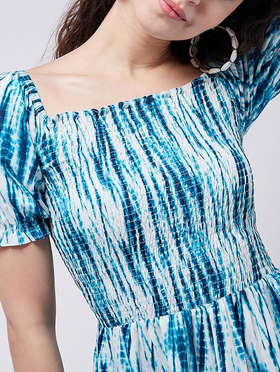 women tie & dyed smocked detailed a-line dress - 21644005 - Standard Image - 4