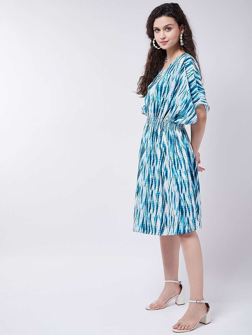 women tie & dyed batwing sleeves fit & flare dress - 21644006 -  Standard Image - 1