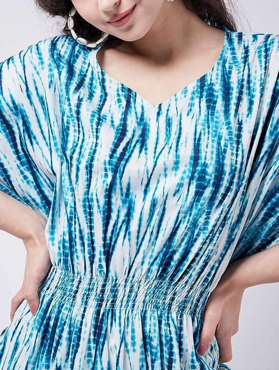 women tie & dyed batwing sleeves fit & flare dress - 21644006 -  Standard Image - 4