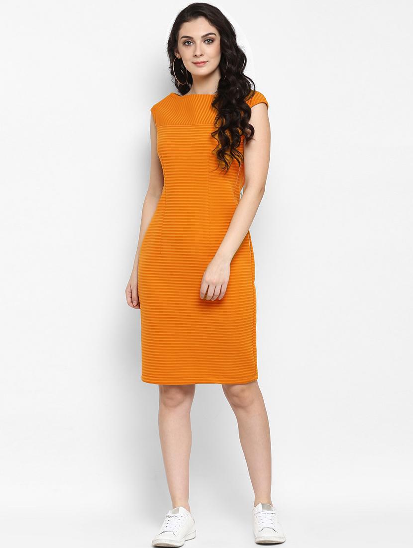 women solid cap sleeves bodycon dress - 21644022 - Zoom Image - 0