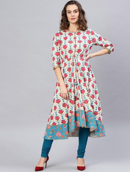 women floral printed round neck flared kurta - 21644026 -  Standard Image - 0