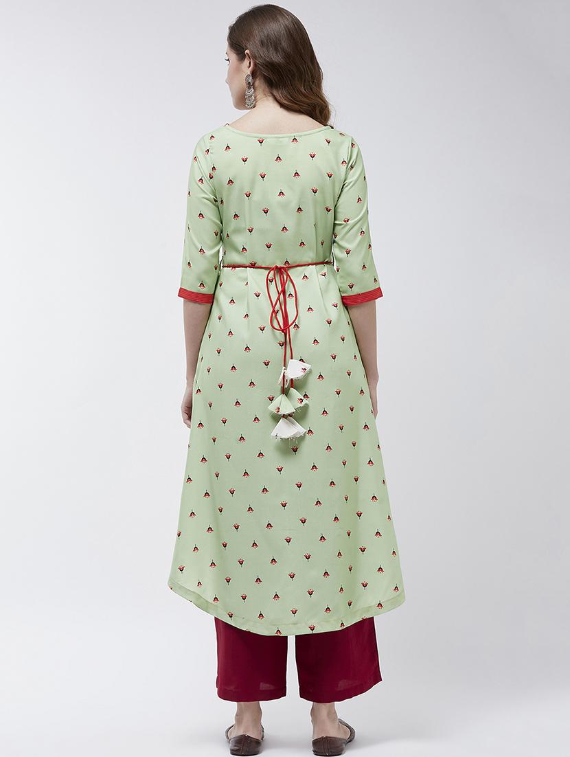 women printed three quarter sleeve a-line kurta - 21644031 - Standard Image - 4