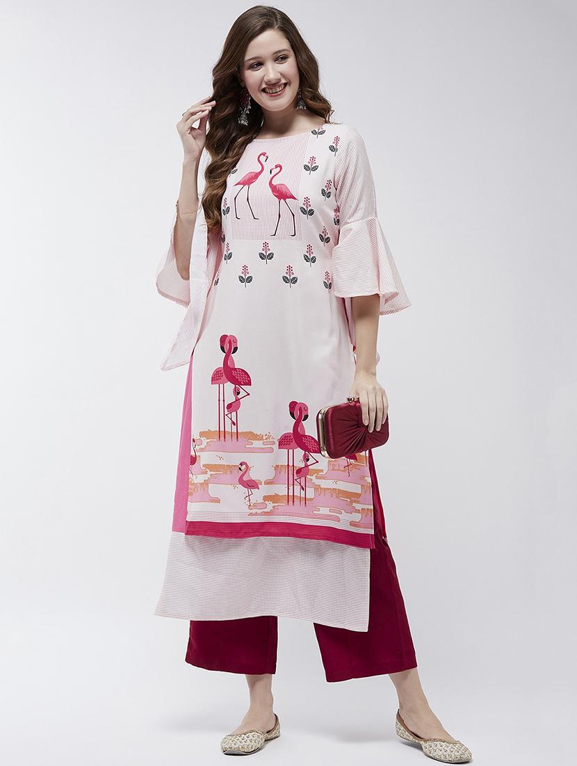 women three quarter sleeve layered kurta - 21644034 - Zoom Image - 0