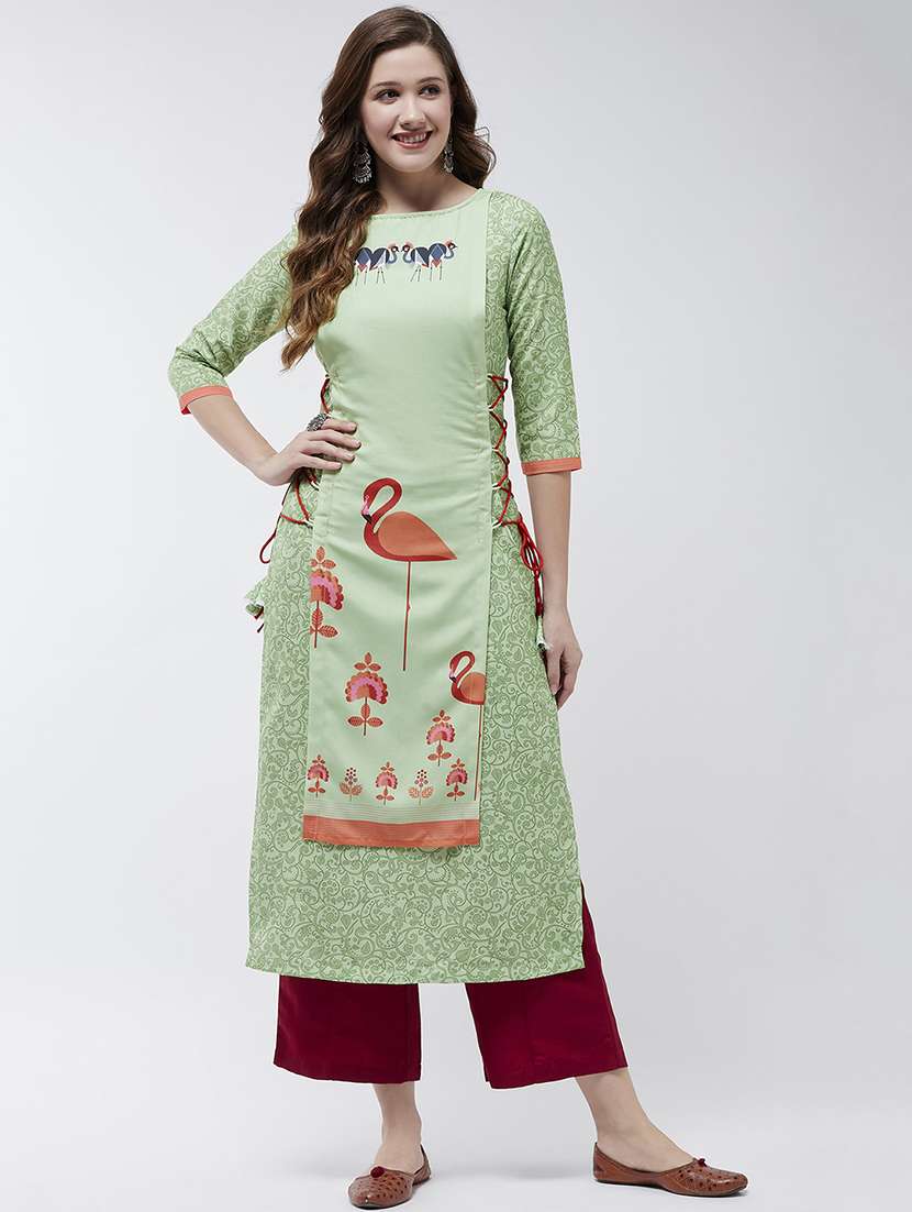 women three quarter sleeve layered kurta - 21644035 - Zoom Image - 0