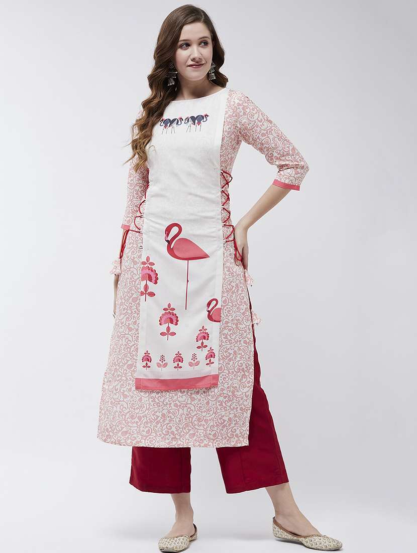 women three quarter sleeve layered kurta