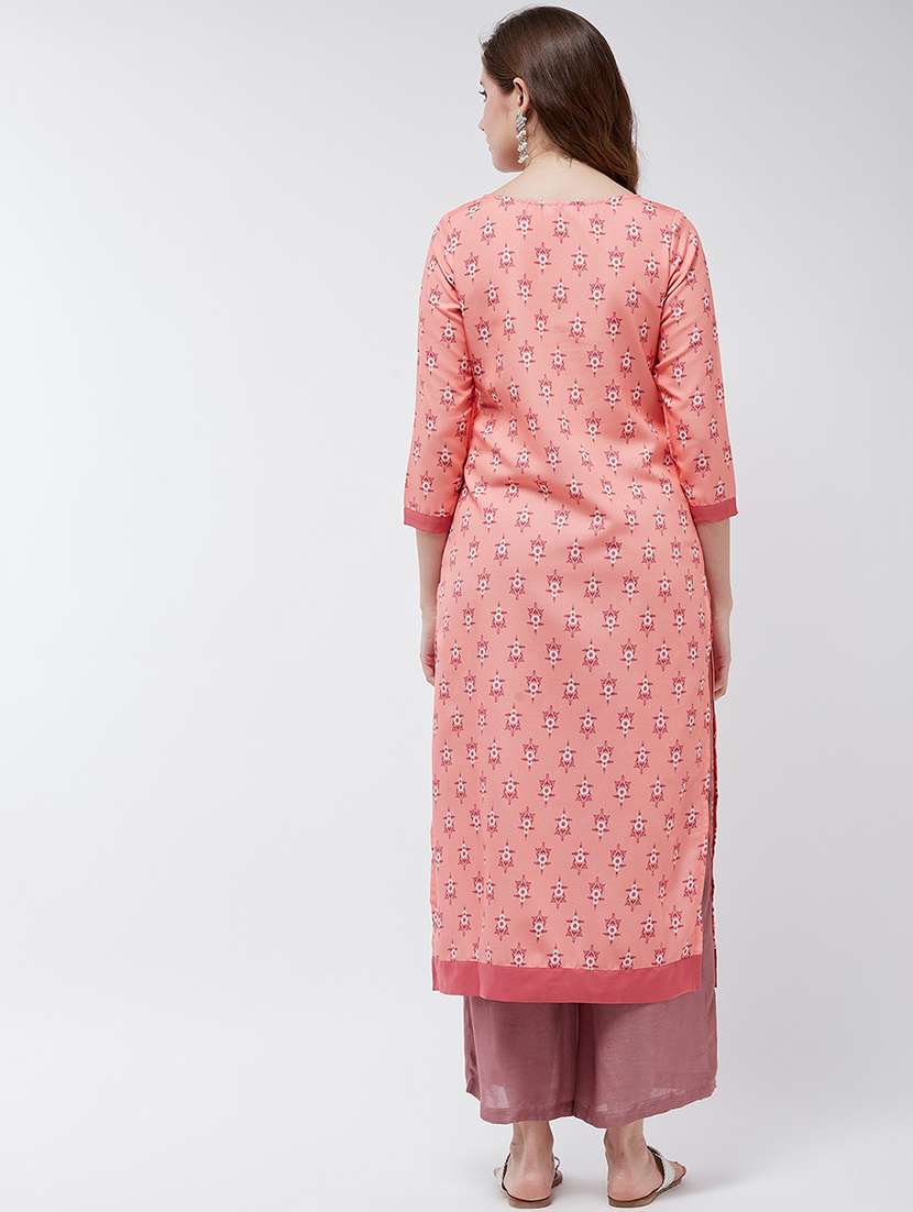 women printed round neck straight kurta - 21644042 -  Standard Image - 4