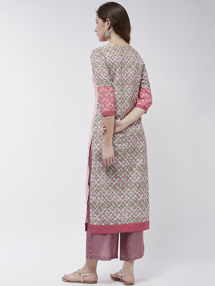 women printed round neck straight kurta - 21644045 - Standard Image - 4