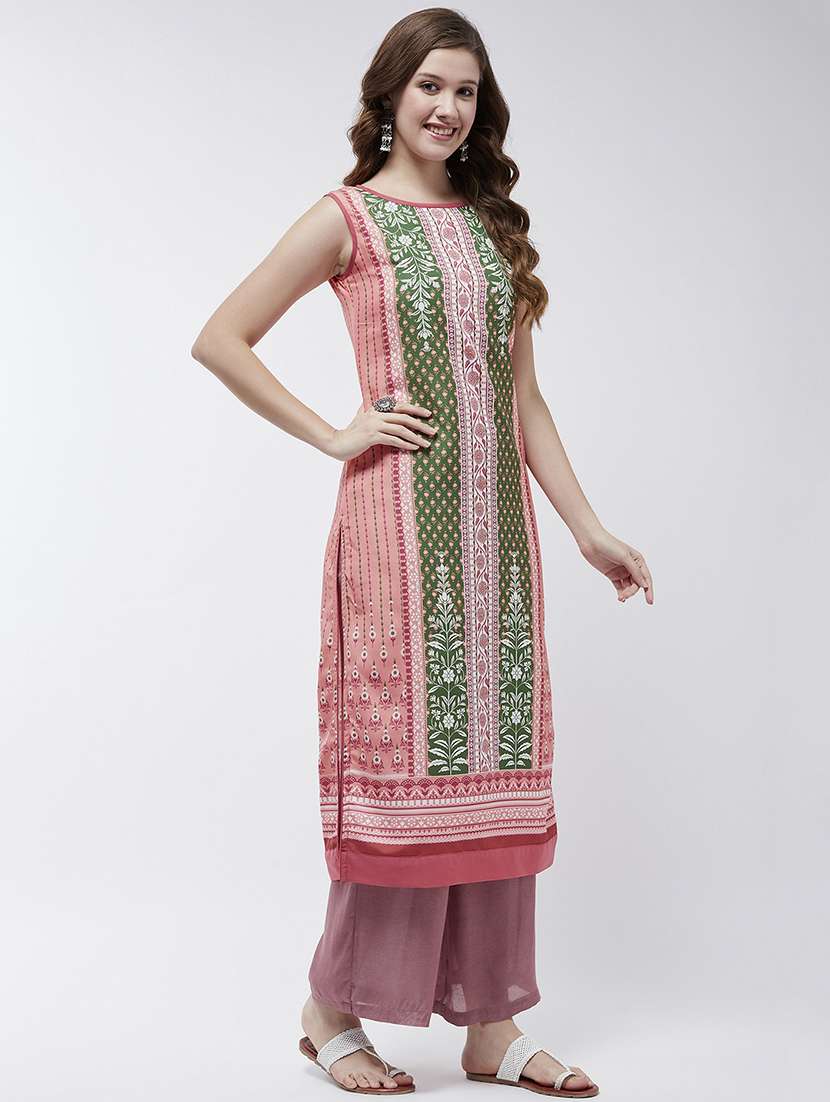 women printed round neck straight kurta - 21644047 - Standard Image - 1
