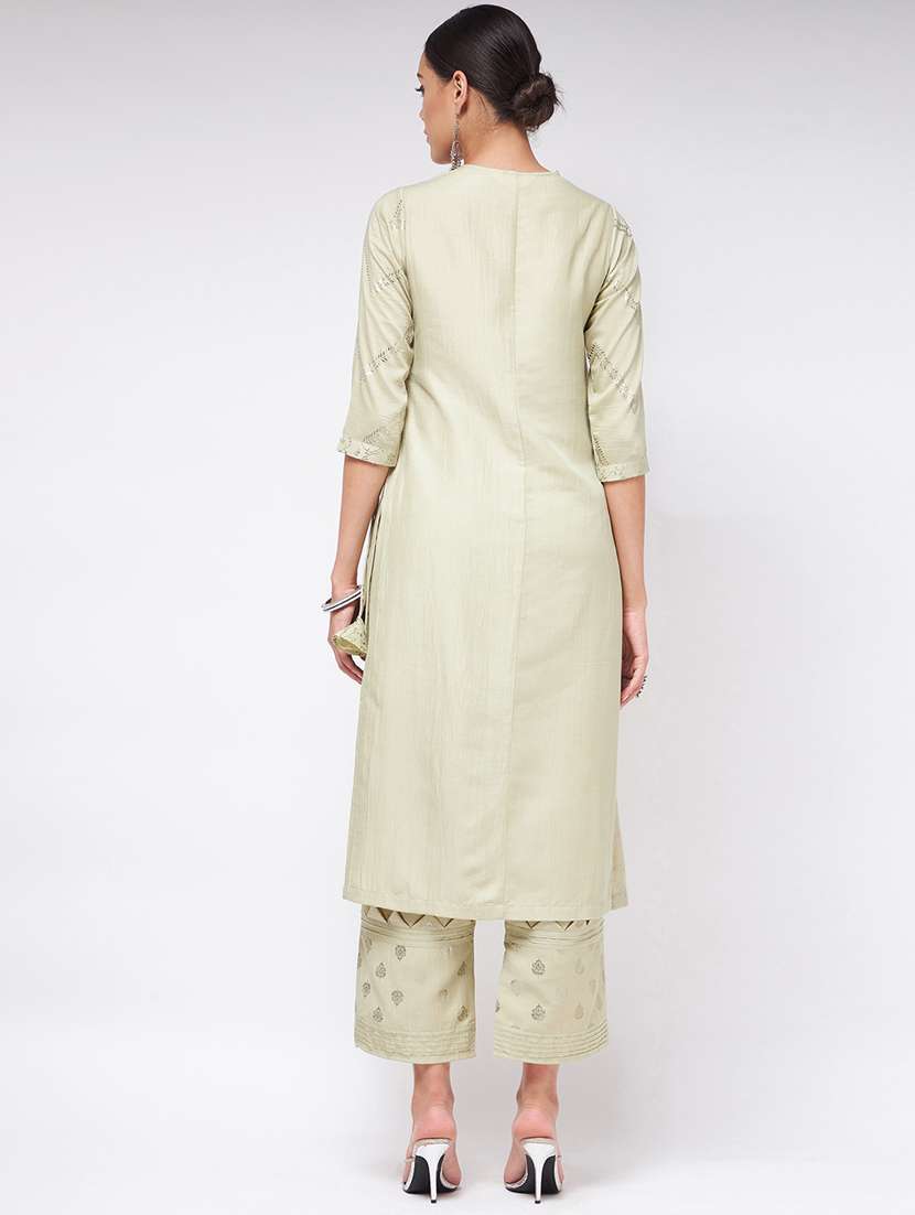 women neo mint asymmetric neck angrakha kurta - 21644050 - Standard Image - 4