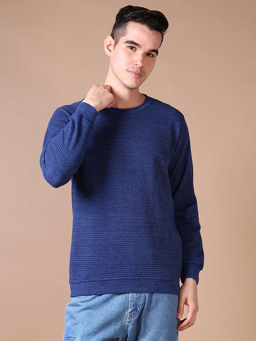 men solid long sleeve regular fit pullover - 21644100 -  Standard Image - 1