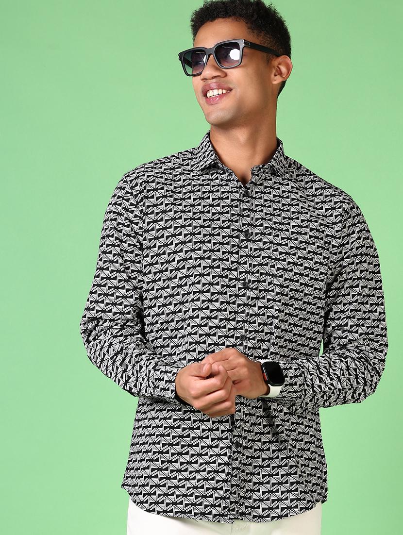 men long sleeves printed casual shirt - 21644103 -  Standard Image - 1
