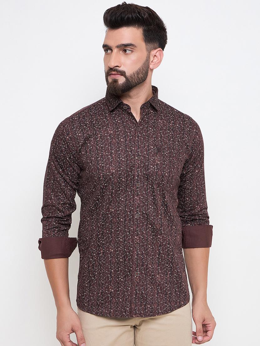 men slim fit printed long sleeve casual shirt - 21644302 - Zoom Image - 0