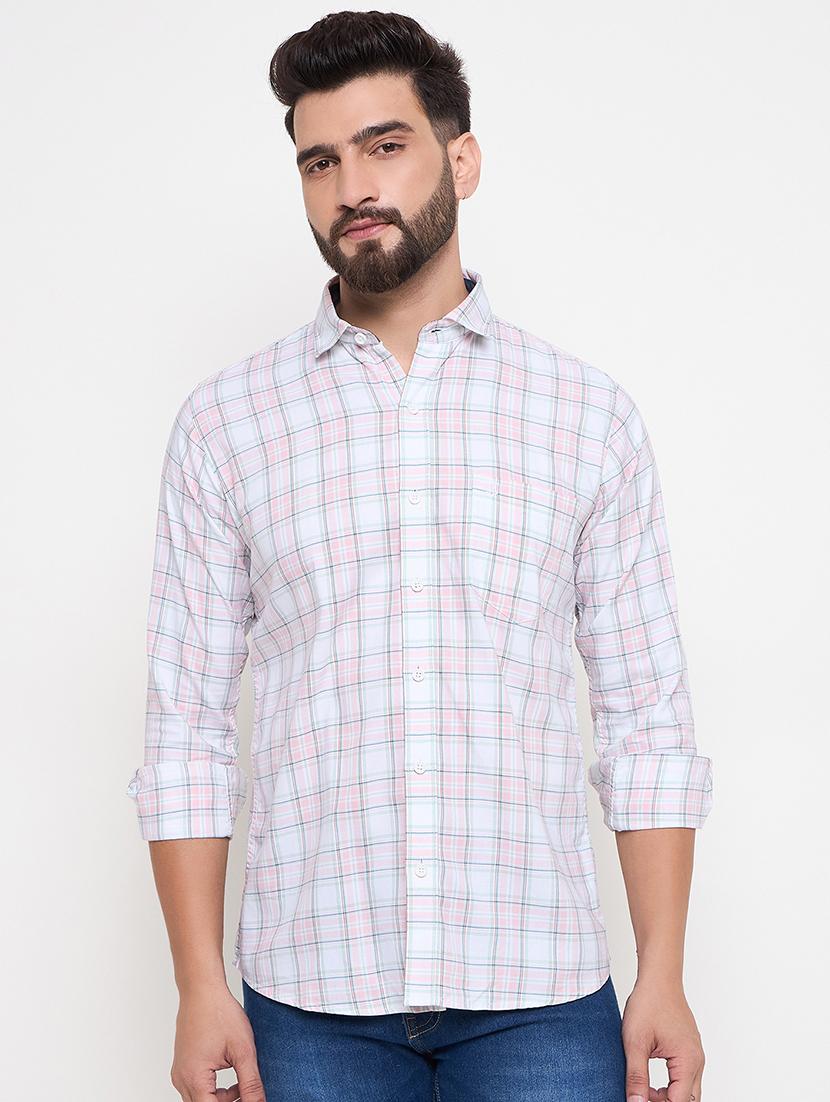 men slim fit checkered long sleeve casual shirt - 21644303 -  Zoom Image - 0