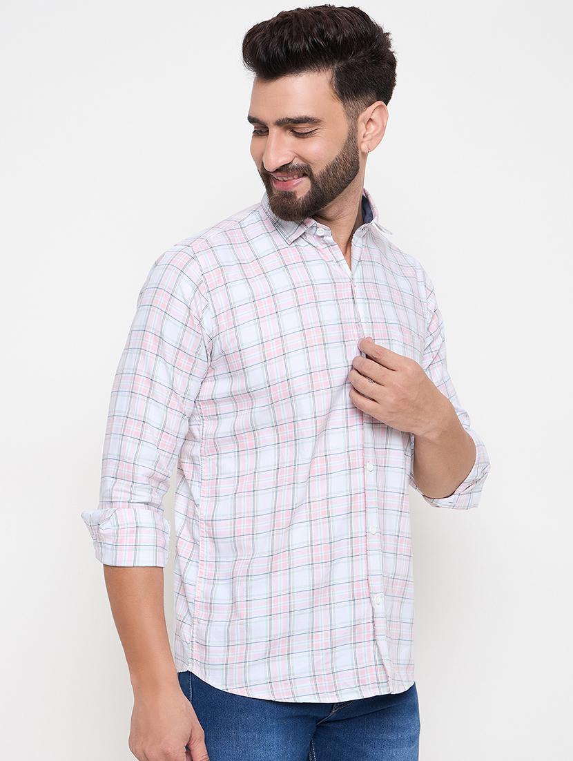 men slim fit checkered long sleeve casual shirt - 21644303 -  Standard Image - 1