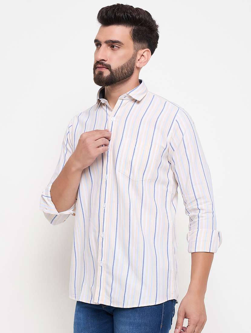 men slim fit striped long sleeve casual shirt - 21644310 -  Standard Image - 1