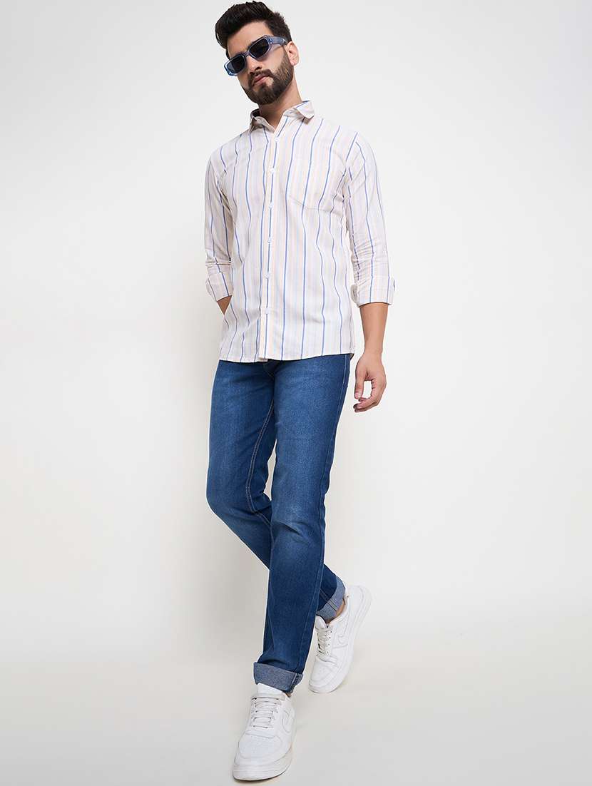 men slim fit striped long sleeve casual shirt - 21644310 -  Standard Image - 4