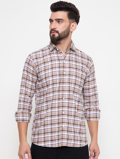 men slim fit checkered long sleeve casual shirt - 21644311 -  Standard Image - 0