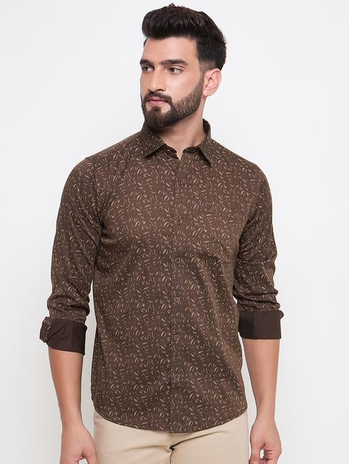 men slim fit printed long sleeve casual shirt - 21644316 - Standard Image - 0