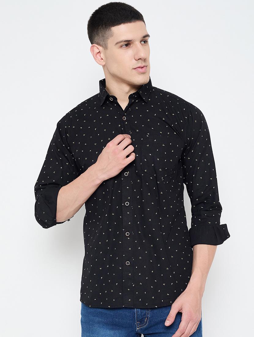 men slim fit printed long sleeve casual shirt - 21644318 - Zoom Image - 0