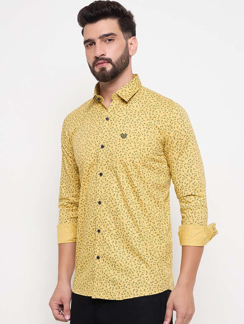 men slim fit printed long sleeve casual shirt - 21644319 -  Standard Image - 1