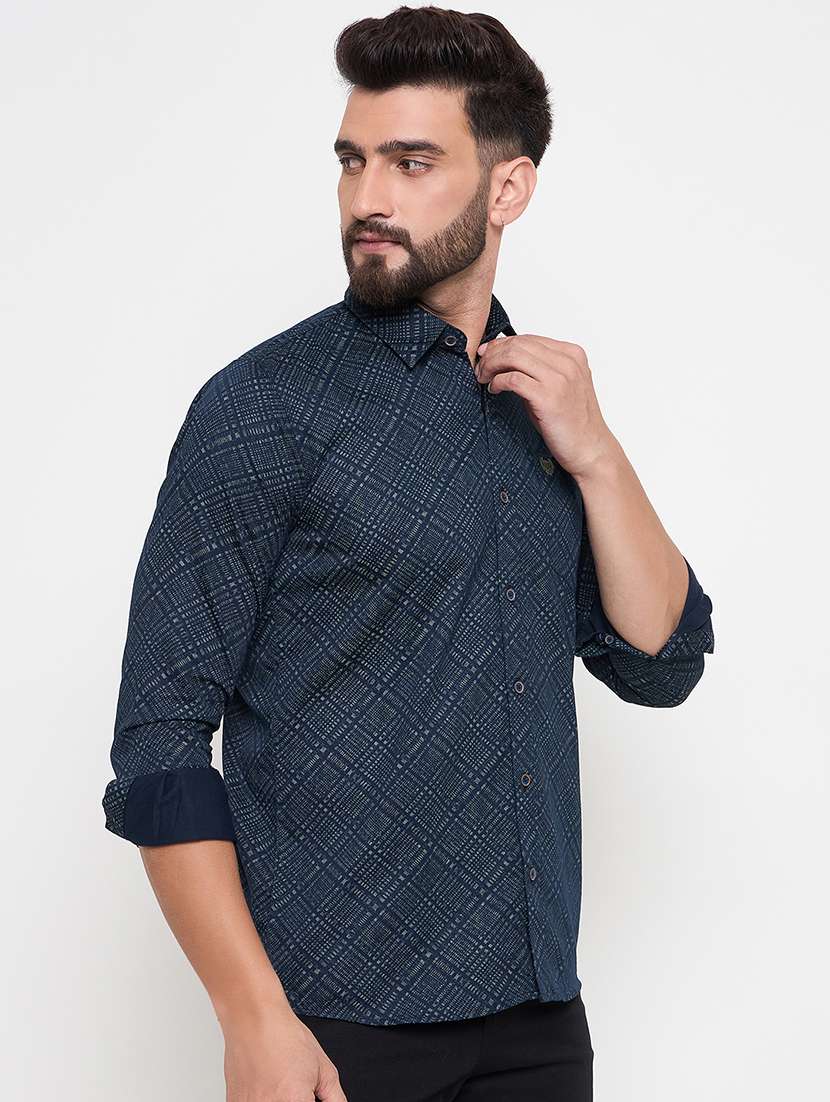 men slim fit printed long sleeve casual shirt - 21644321 -  Standard Image - 1