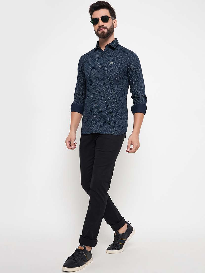 men slim fit printed long sleeve casual shirt - 21644321 -  Standard Image - 4