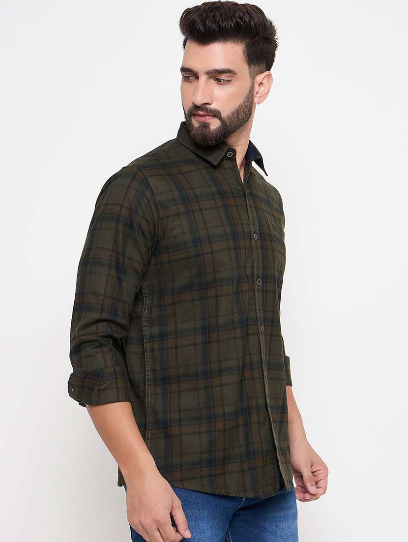 men slim fit checkered long sleeve casual shirt - 21644331 -  Standard Image - 1