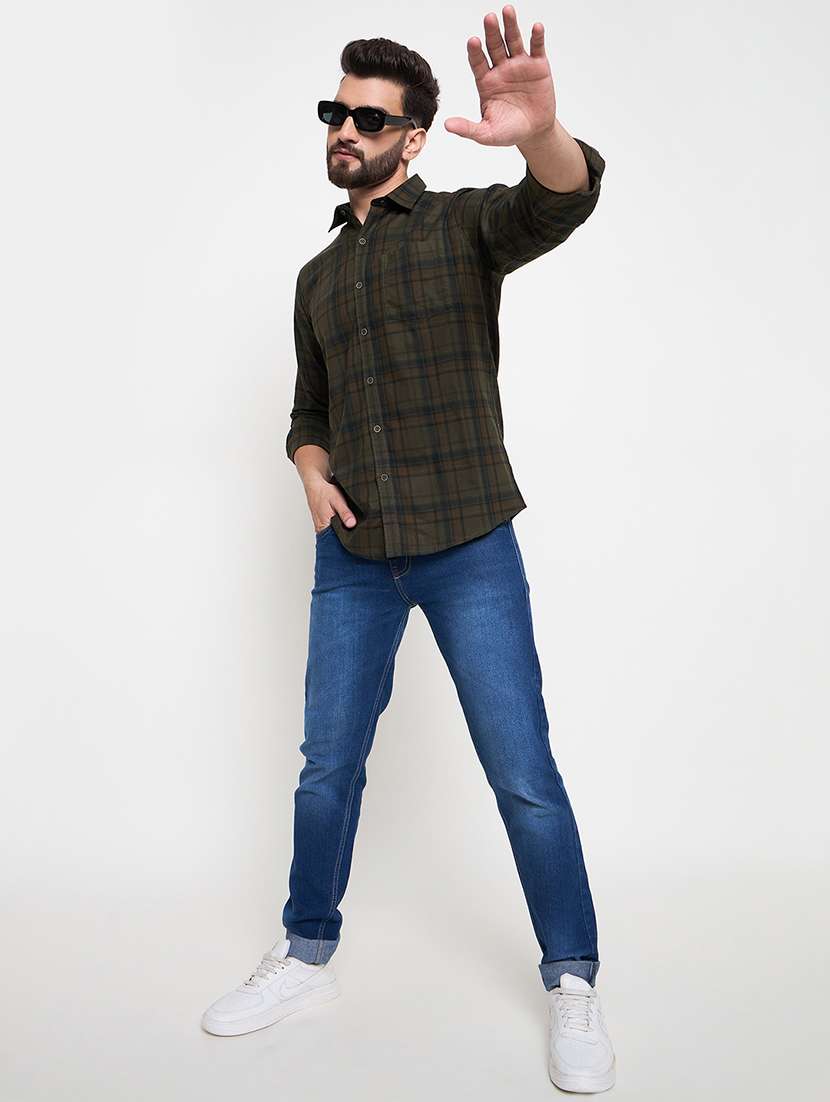 men slim fit checkered long sleeve casual shirt - 21644331 -  Standard Image - 4