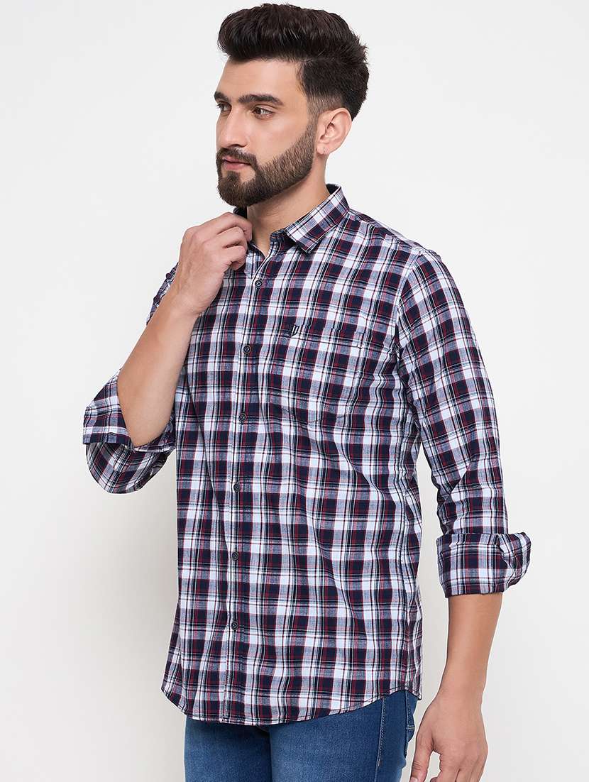 men slim fit checkered long sleeve casual shirt - 21644339 -  Standard Image - 1