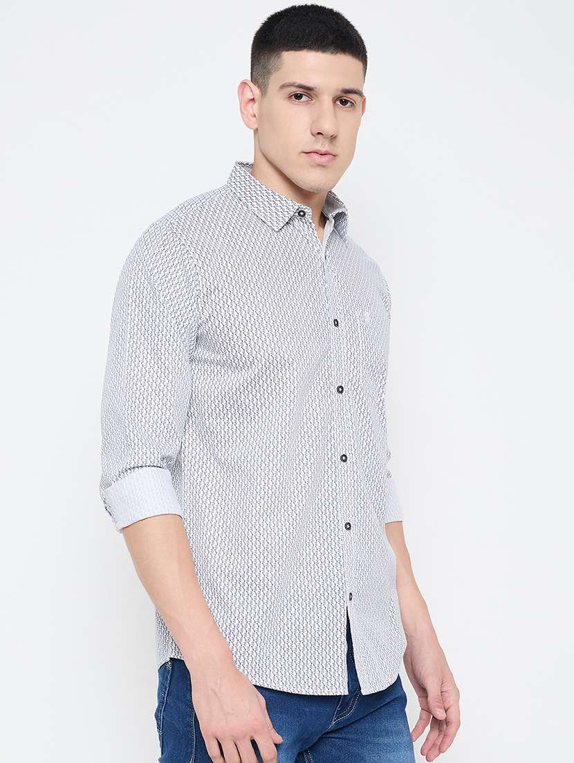 men slim fit printed long sleeve casual shirt - 21644342 -  Standard Image - 1