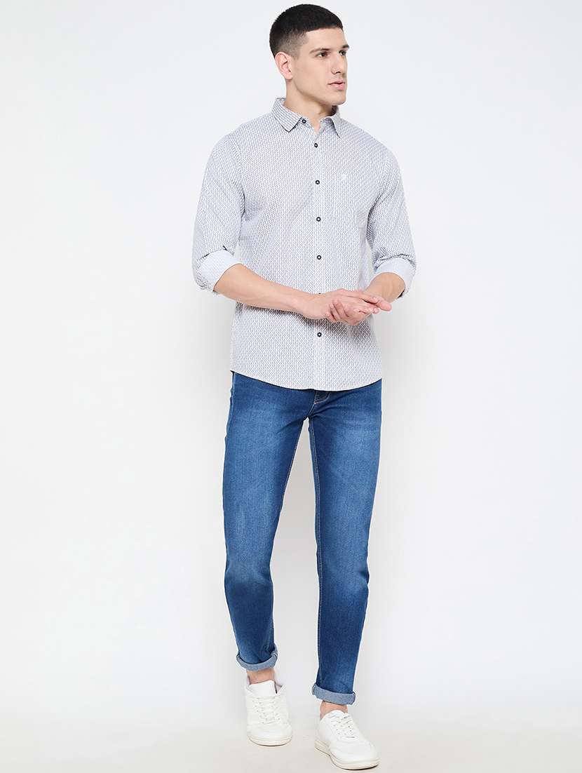 men slim fit printed long sleeve casual shirt - 21644342 -  Standard Image - 4
