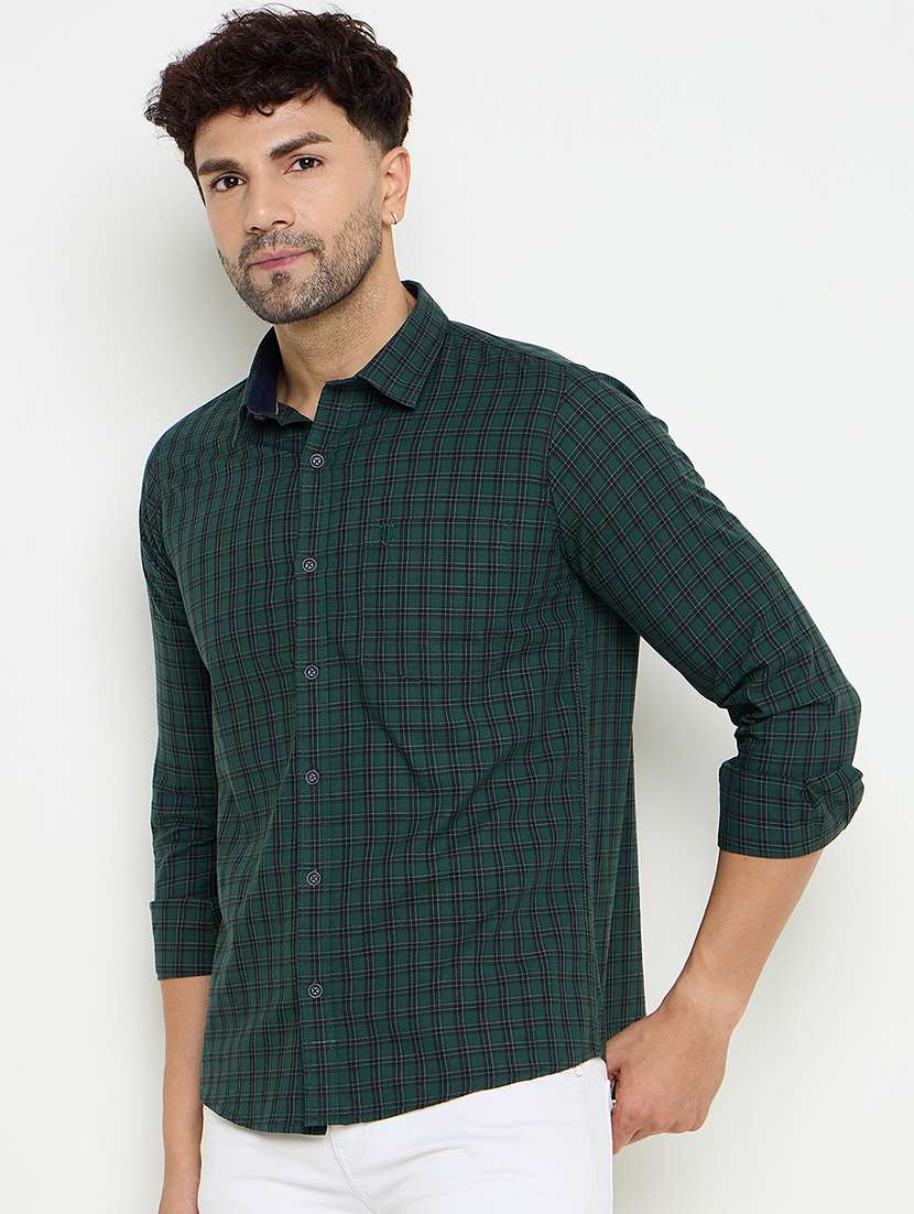 men slim fit checkered long sleeve casual shirt - 21644344 -  Standard Image - 1