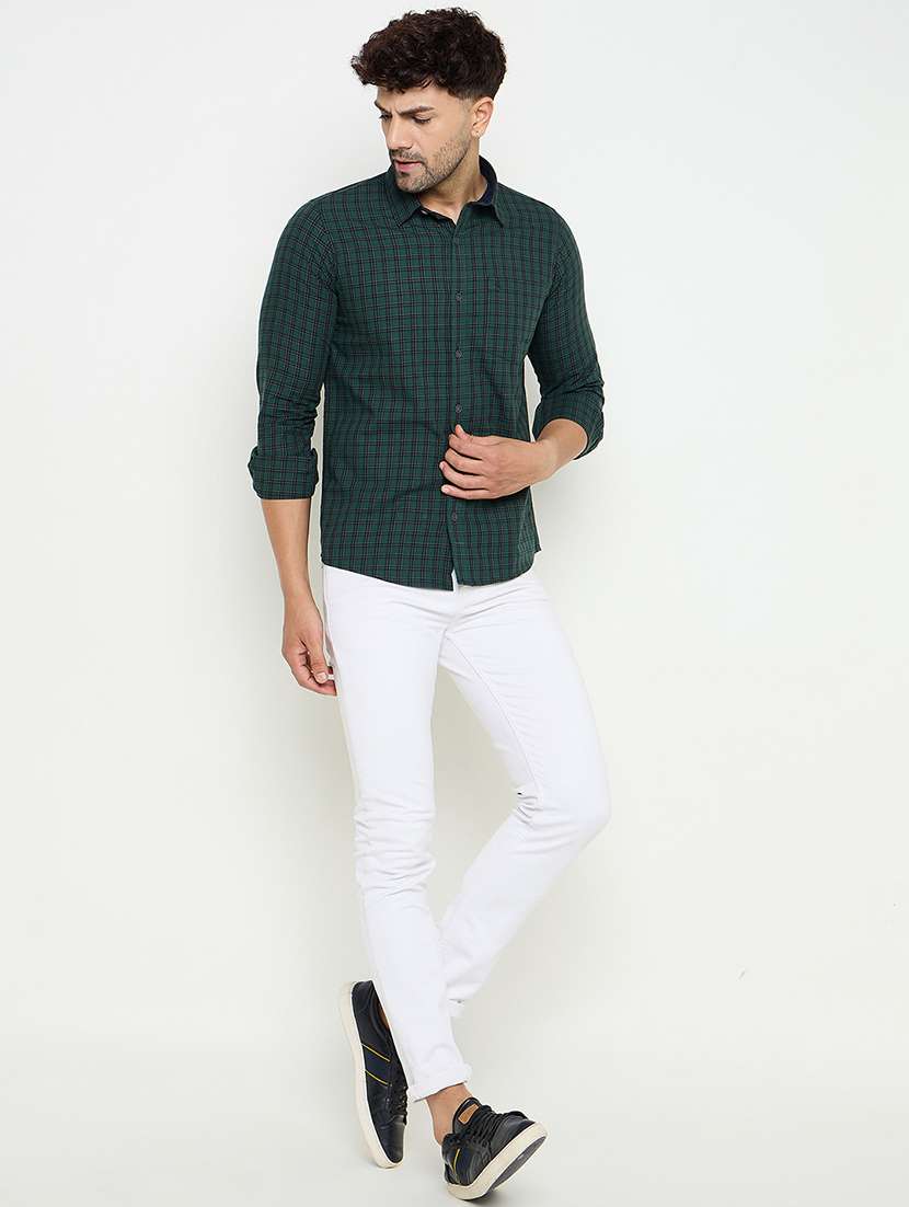 men slim fit checkered long sleeve casual shirt - 21644344 -  Standard Image - 4