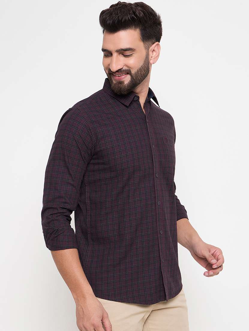 men slim fit checkered long sleeve casual shirt - 21644345 -  Standard Image - 1