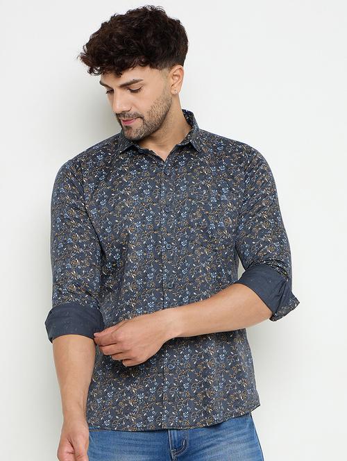men slim fit printed long sleeve casual shirt - 21644347 -  Standard Image - 0
