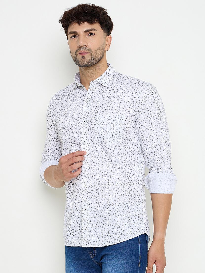 men slim fit printed long sleeve casual shirt - 21644351 - Standard Image - 1
