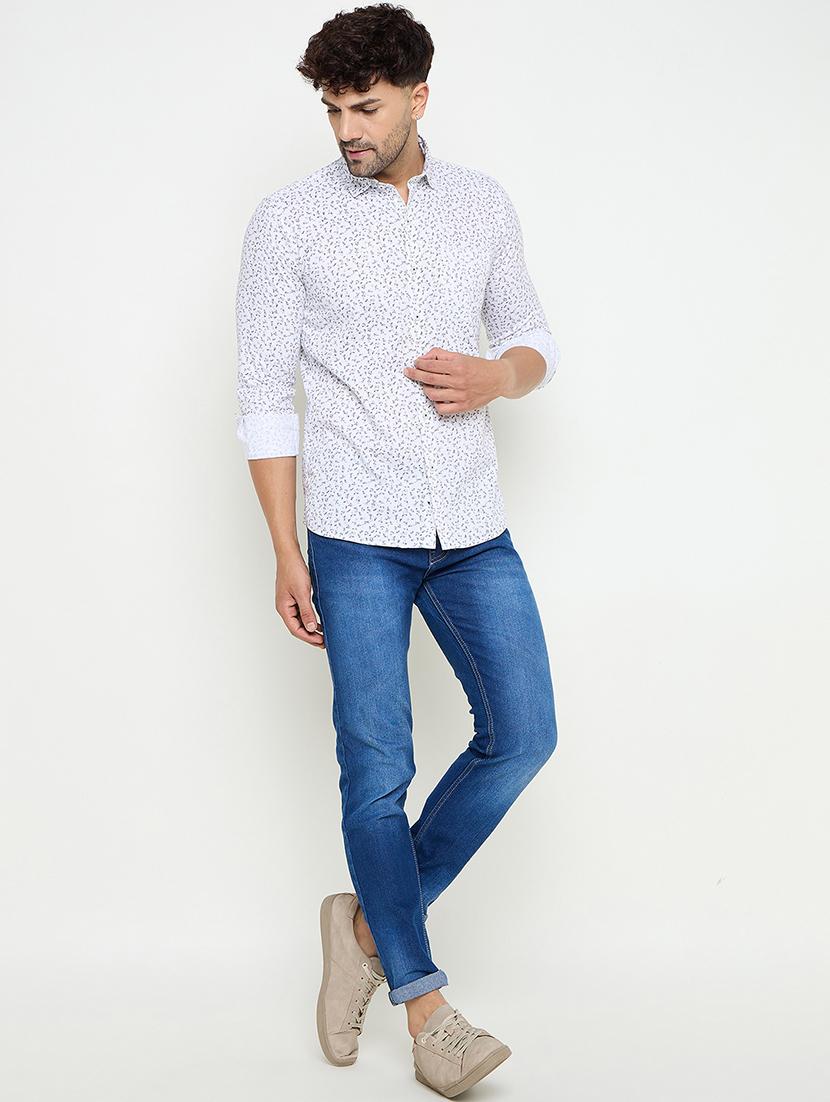 men slim fit printed long sleeve casual shirt - 21644351 - Standard Image - 4