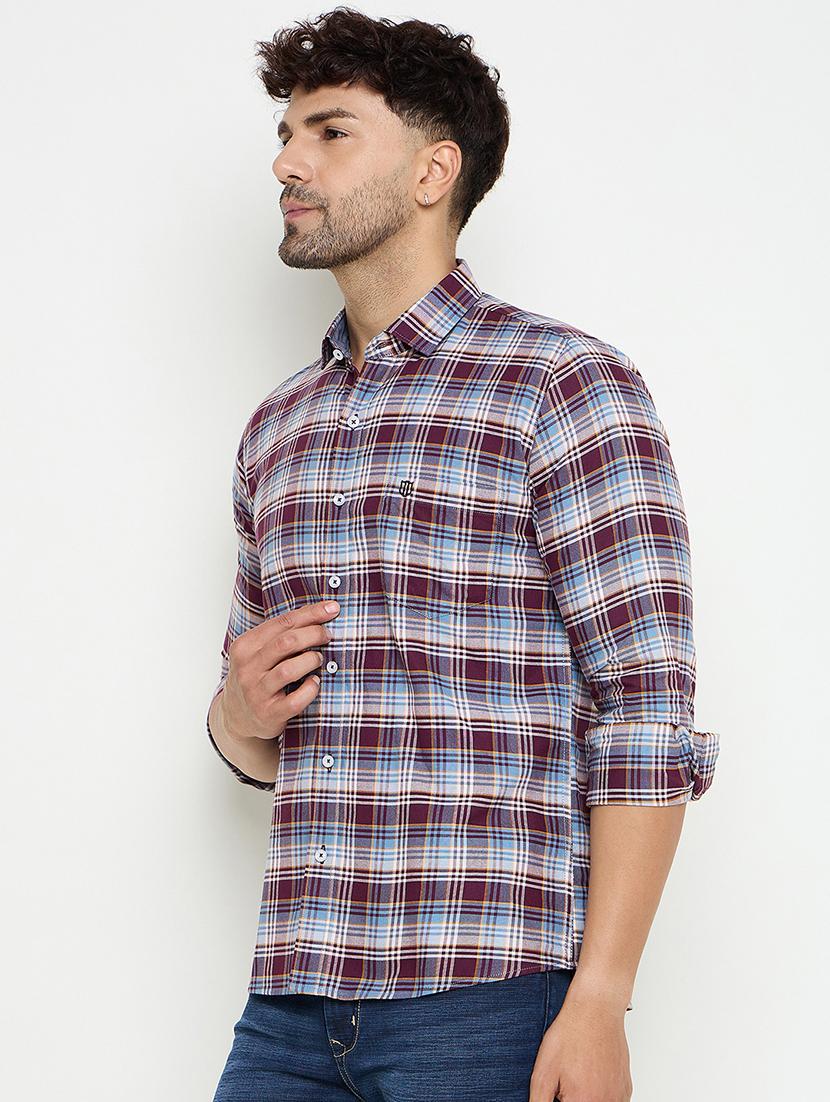 men slim fit checkered long sleeve casual shirt - 21644363 - Standard Image - 1