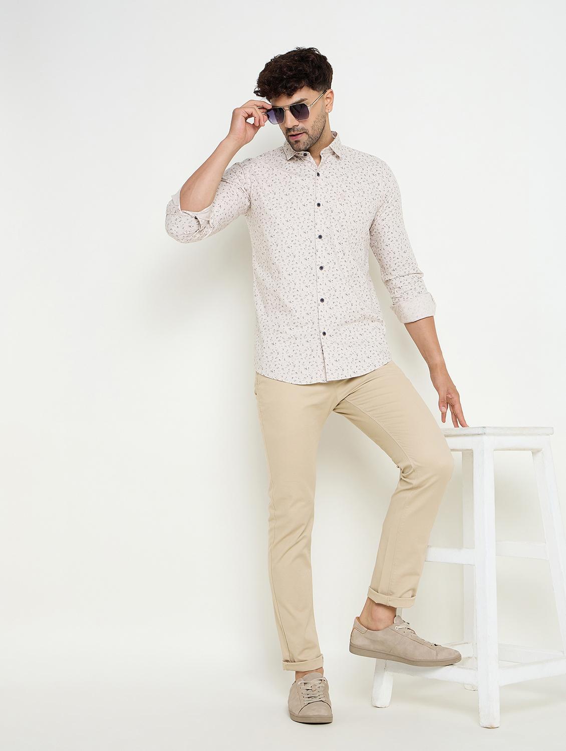 men slim fit printed long sleeve casual shirt - 21644366 - Standard Image - 4