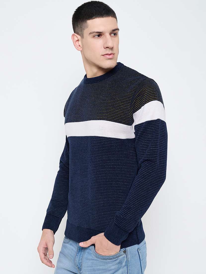 men color block long sleeves pullover - 21644370 -  Standard Image - 1