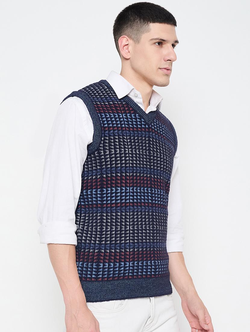 men self design sleeveless pullover - 21644375 - Standard Image - 1