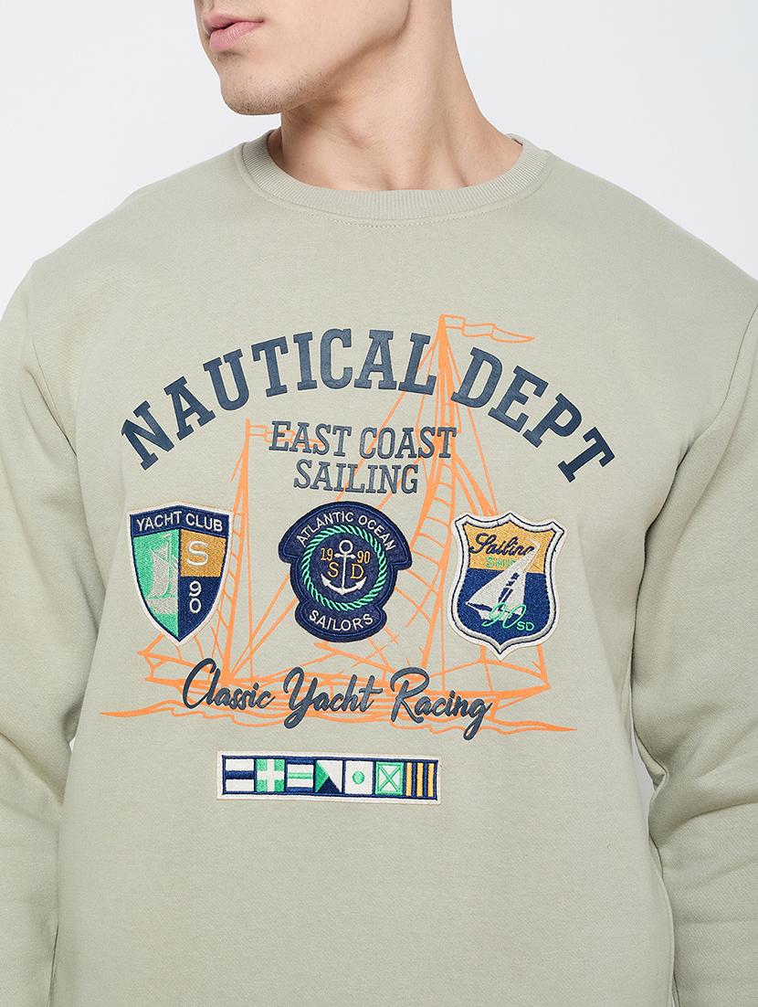 men cream front print long sleeve sweathshirts - 21644382 - Standard Image - 4