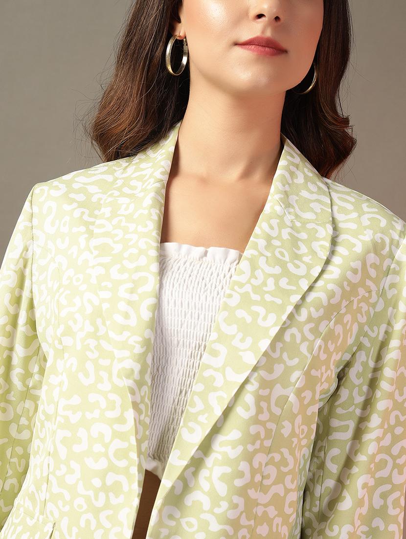 women neo mint printed long sleeve blazer - 21644390 - Standard Image - 4