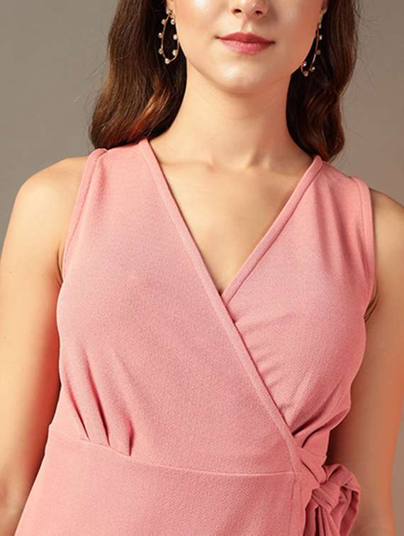 women solid sleeveless wrap dress - 21644413 -  Standard Image - 4