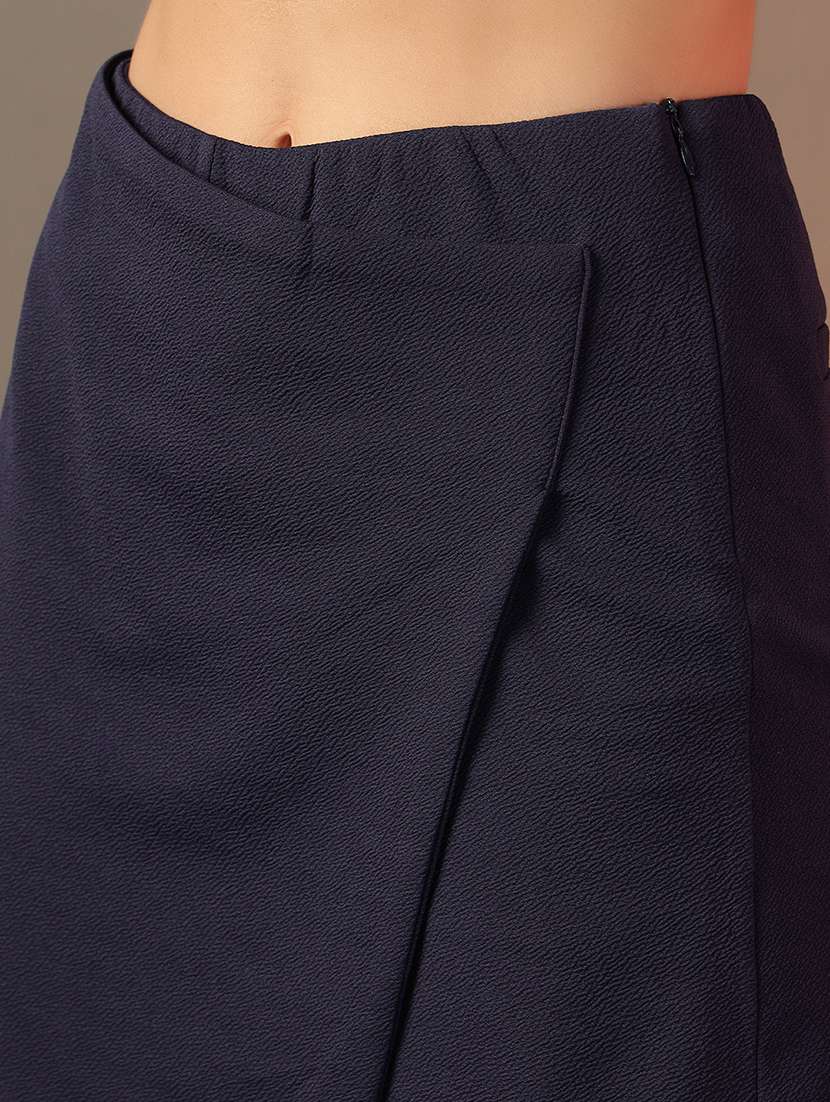 women navy blue solid high rise skorts - 21644422 - Standard Image - 4