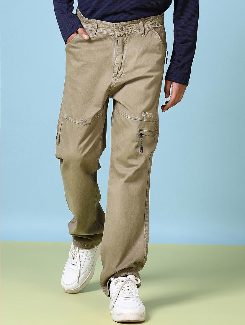 boys solid mid rise cargo trouser - 21644439 -  Standard Image - 1