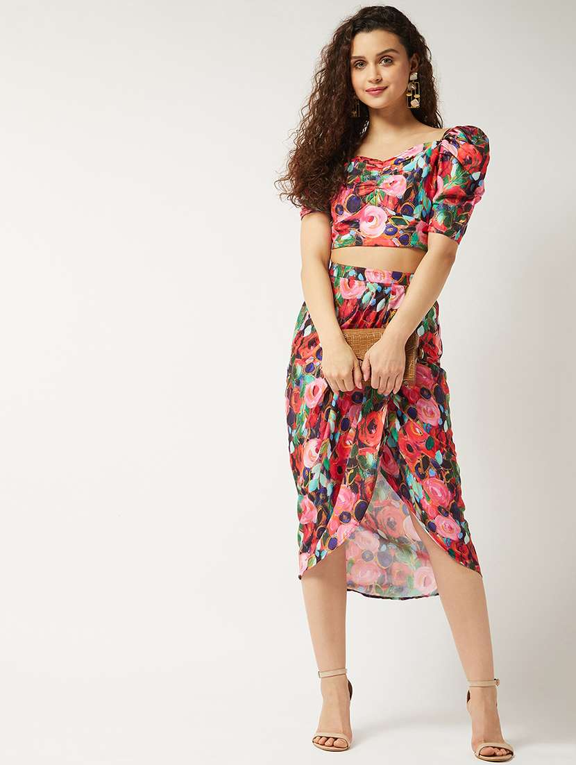 women floral printed top & skirt co-ord set - 21644496 -  Standard Image - 1