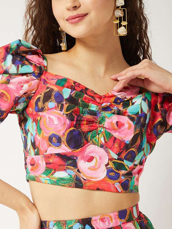 women floral printed top & skirt co-ord set - 21644496 -  Standard Image - 4