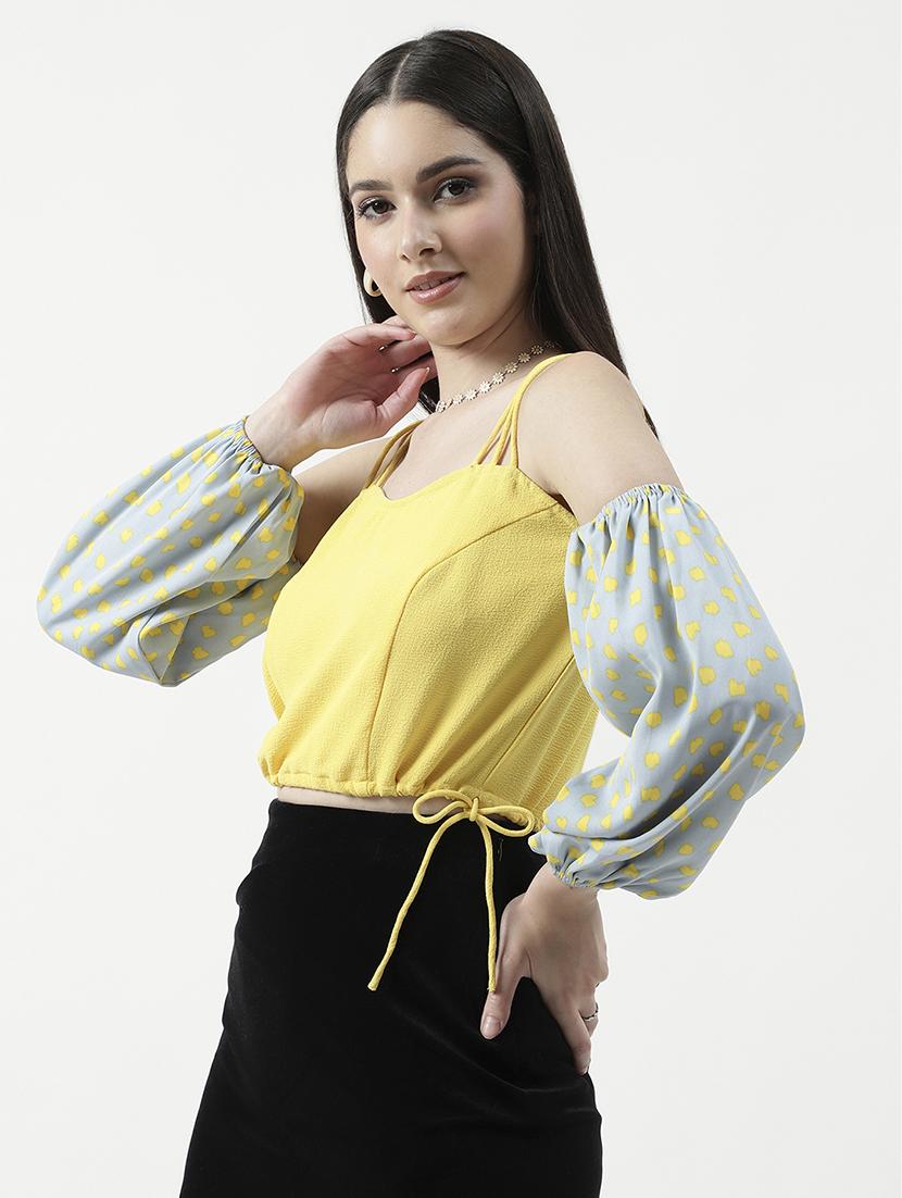 women shoulder strap printed crop top - 21644546 -  Standard Image - 1