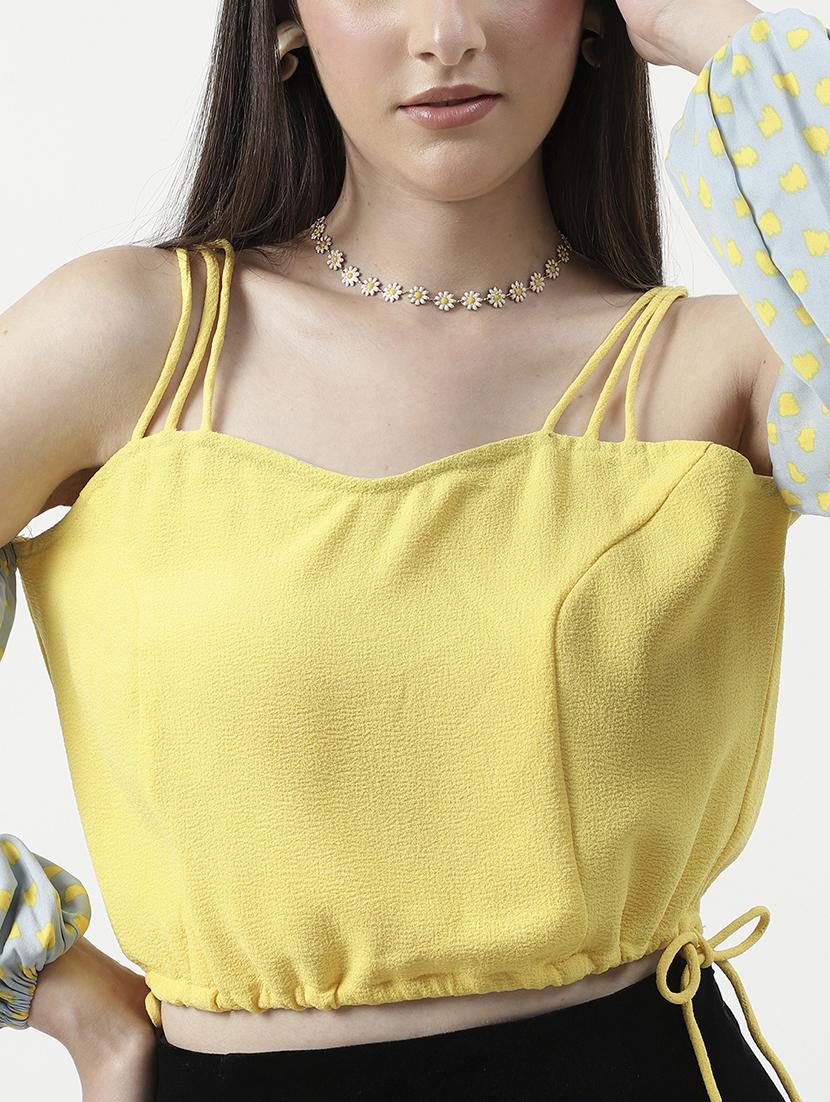 women shoulder strap printed crop top - 21644546 - Standard Image - 4